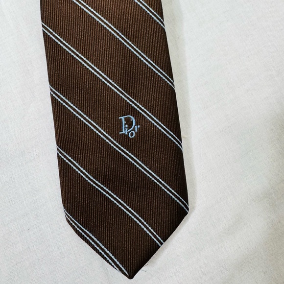 Vintage Christian Dior Brown Toe With Blue Stripes Logo - Picture 1 of 6